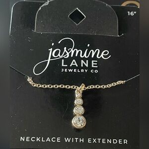 Jasmine Gold Necklace with Clear Stones